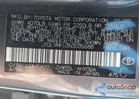 2022 Toyota Prius Xle Awd-E из США, поврежденный, VIN JTDL9MFU3N3035688